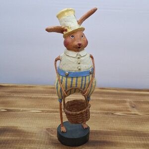 Lori Mitchell Easter Figurine Johnny Lightfoot‎ Bunny Rabbit Basket Retired